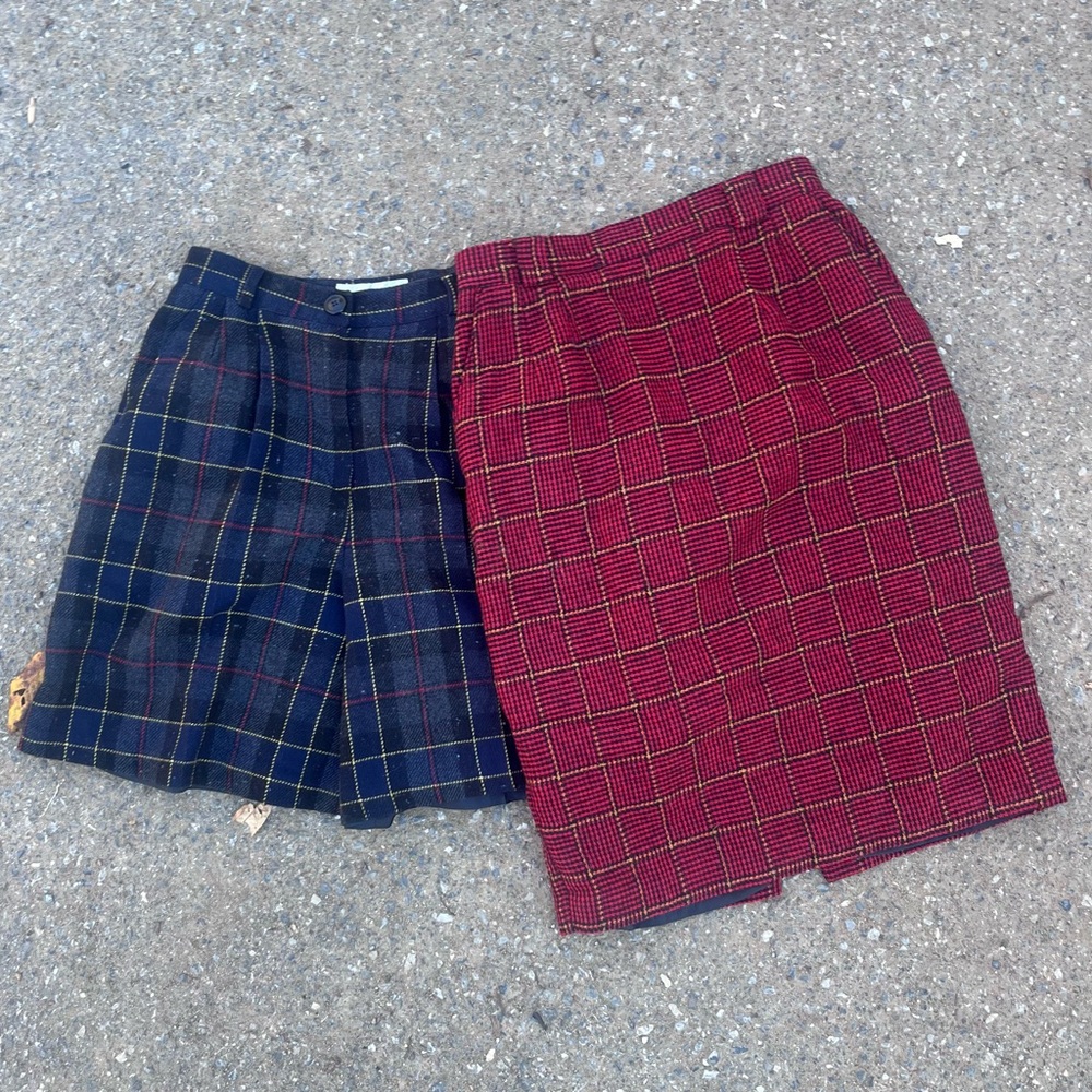 VINTAGE NORTON MCNAUGHTON WOOL TARTAN SKIRT AND WINTER SHORTS WOMENS 12